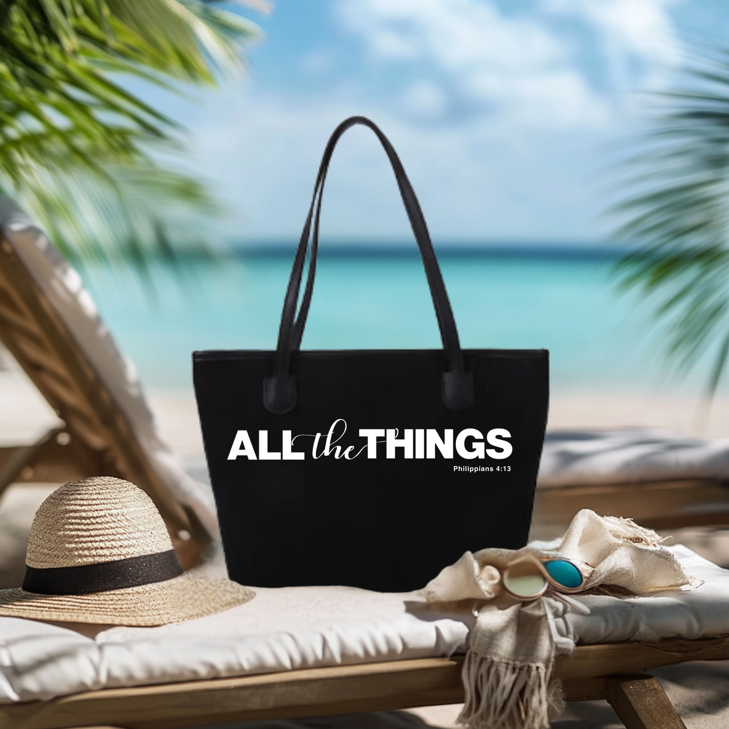 Personalized Large Canvas Tote Bag with Zipper