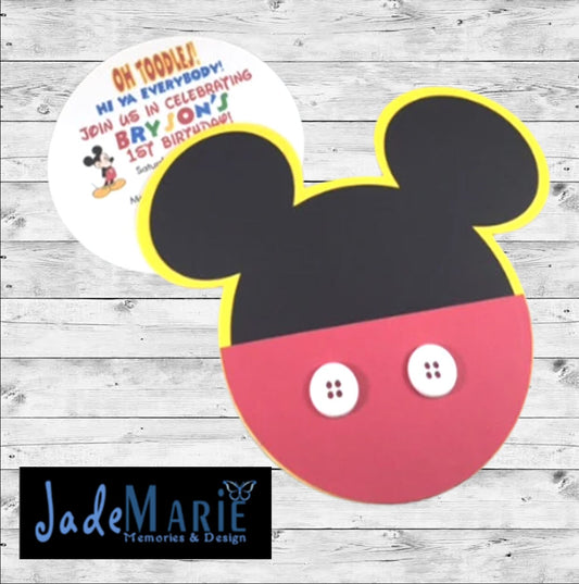 Custom Mickey Mouse–Inspired Pocket Birthday Invitations